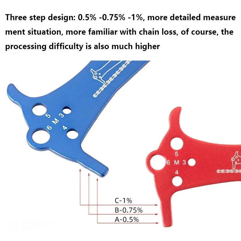 سلسلة دراجات ارتداء مؤشر حاكم أداة إصلاح الفولاذ المقاوم للصدأ الطريق الجبلية دراجة سلسلة قياس مدقق قطر المسمار