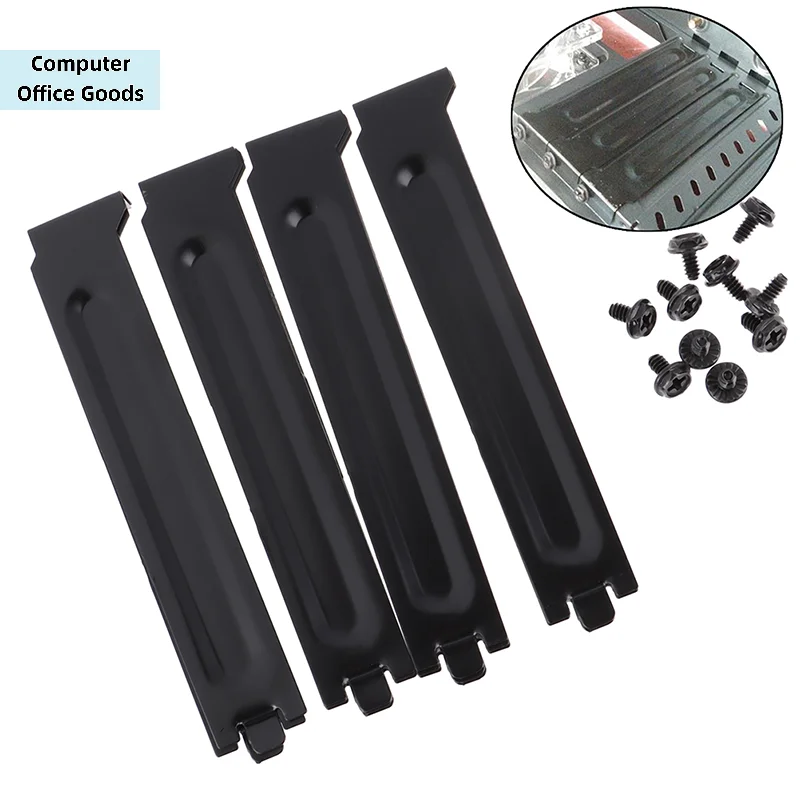 【10Pcs Black PCI Chassis Slot Covers Bracket With Screws Blanking Plate】