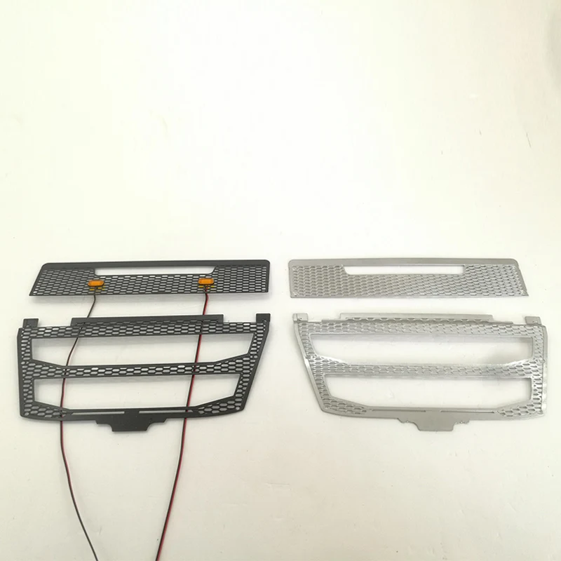 Air Intake Hood Plus Light Black Grille LED Original Factory Plus Modified for 1/14 Tamiya RC Truck Trailer Tipper 56360 Volvo