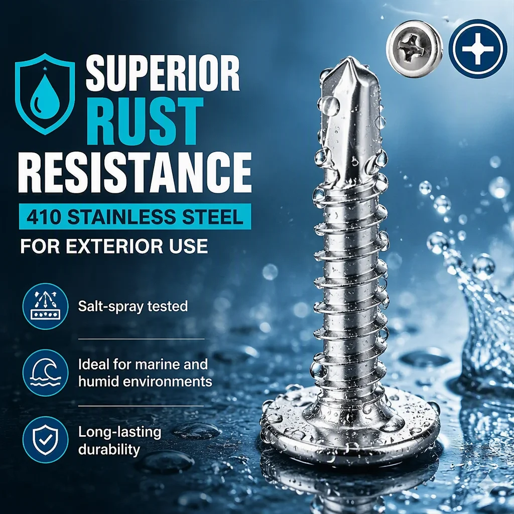 80pcs Modified Truss Head Sheet Metal Screws Assortment Kit Stainless Steel Self Tapping Drilling Screws for Metal Plastic Wood