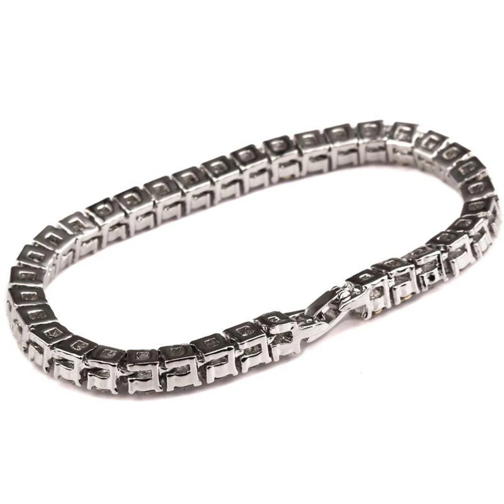 

Rhinestone Necklace Silver Hiphop Jewelry Women Crystal Chain Premium Alloy Durable Hypoallergenic Party Club Everyday Use