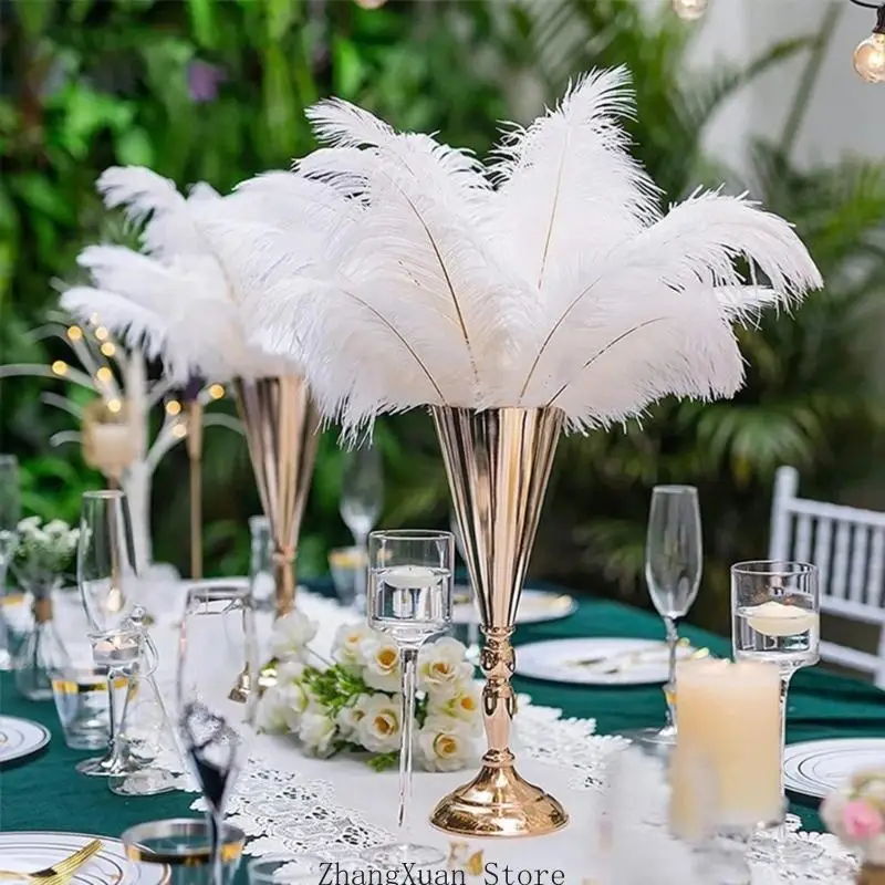 2Pcs Tabletop Metal Wedding Flower Trumpets Vases Table Decorative Centerpieces Artificial Flower Arrangements 3XUF