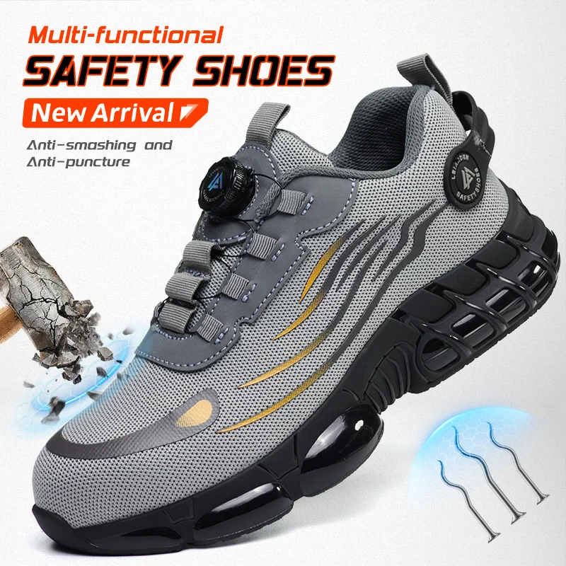 LEIANDUN Men's Work Shoes With Steel Toe And Kevlar, Breathable,  Comfortable, Anti Smash And Anti Puncture Safety Shoes