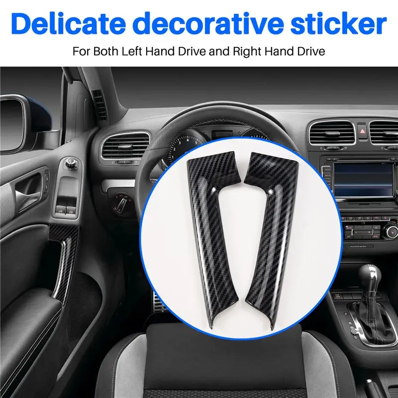AC76-4Pcs Car Stickers ABS Carbon Fiber Grain Interior Door Armrest Decoration Cover For Golf 6 MK6 2009-2013