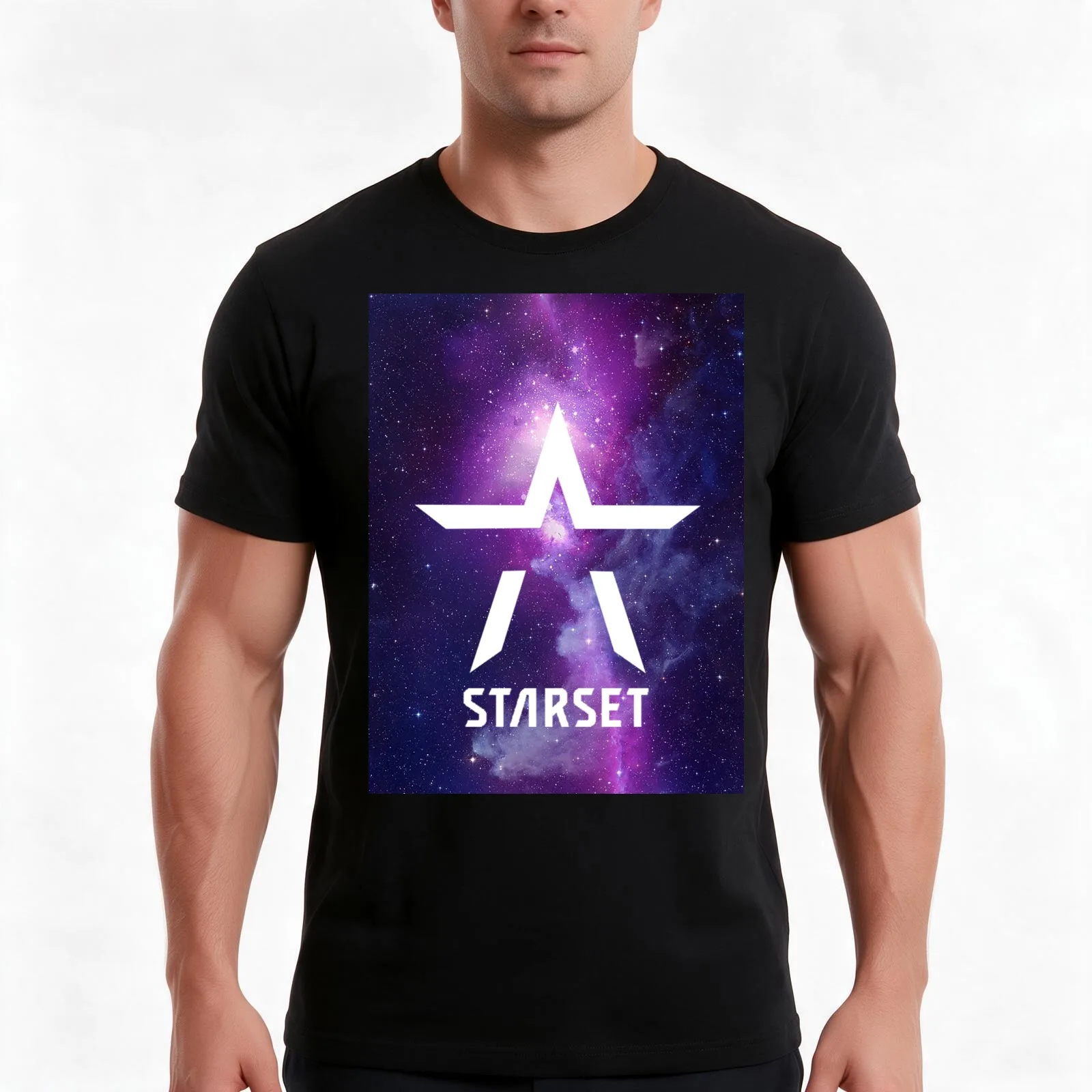 Starset inspired edit - purple nebula T-Shirt, Summer Casual Cotton Tee, Oversized Streetwear Tops, Vintage Graphic Print