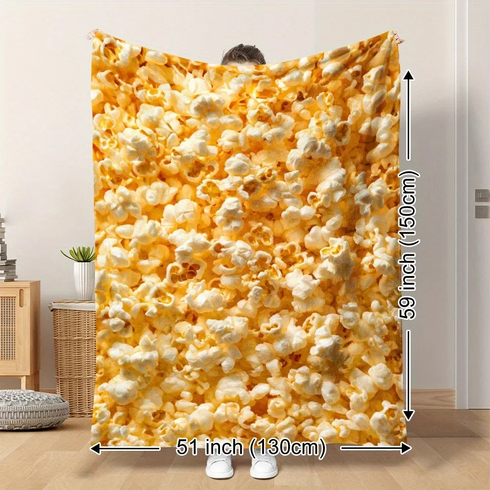 Comfortable Popcorn Pattern Soft And Warm Home Decor Flannel Blanket Is The Ideal Gift For Friends Family And Classmates