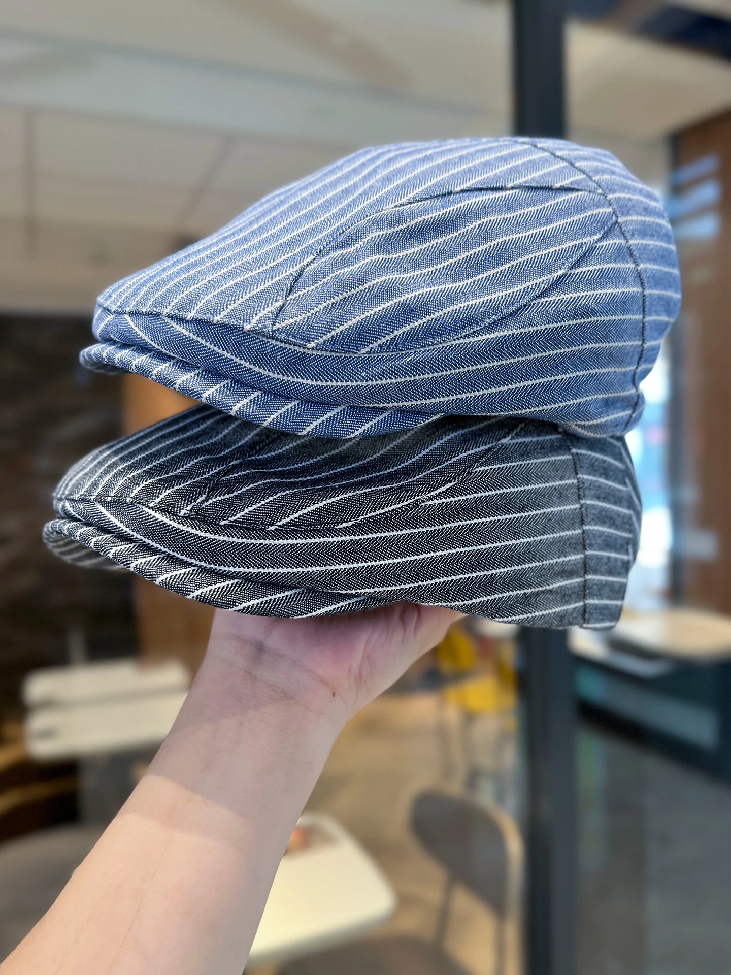 

Retro Striped Forward Hat Women's Summer Autumn Thin Breathable Beret Versatile Face Newsboy Painter Hat