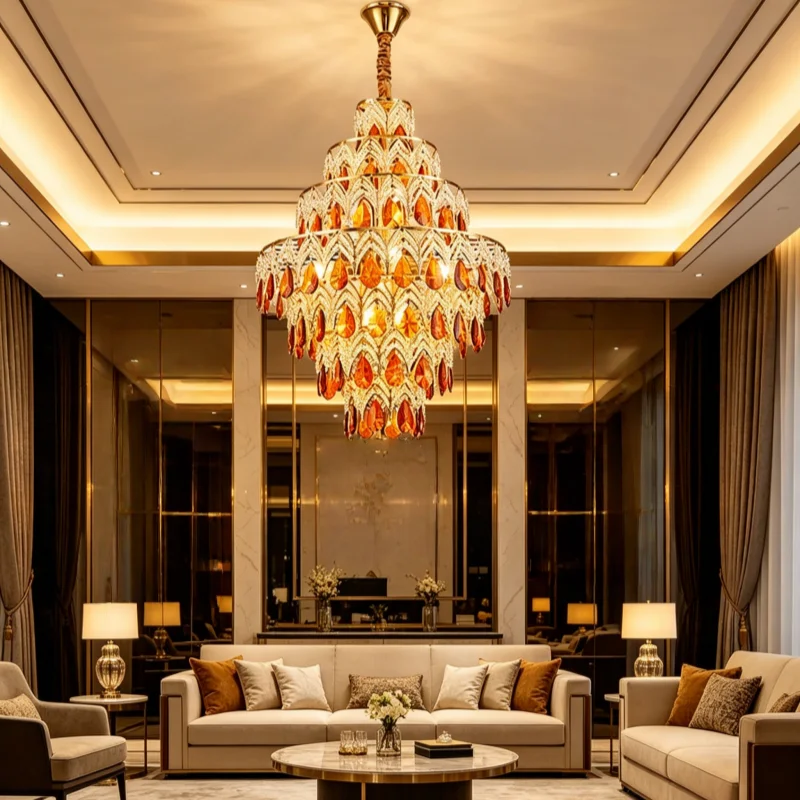 Postmodern Art Deco LED K9 Crystal Golden Peacock Lamparas De Techo 2026 Ceiling Chandelier Ceiling Lamp For Bedroom Foyer