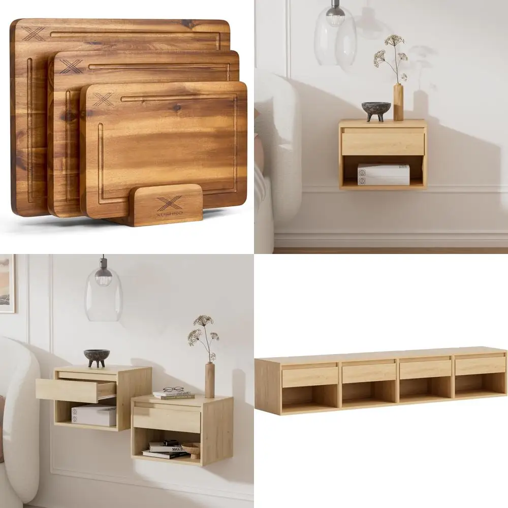 

Набор толстых деревянных разделочных досок, 3 предмета, очень толщина 0,8 дюйма, глубокая канавка для сока, естественная отделка, размеры 16x12, 14x10, 12x8 дюймов