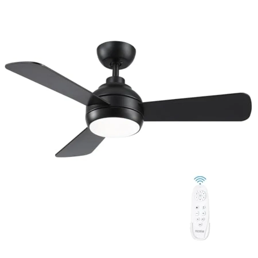 

42 Inch Ceiling Fans with Lights, Black Ceiling Fan with Light and Remote Control, Reversible, 6 Speeds, 3CCT, Dimmable, Modern