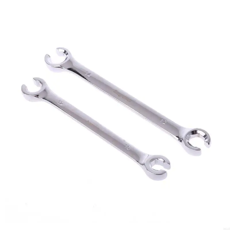 96GB 2Pcs 10x12mm 12x14mm Flare Nut Wrench Car Oil Pipe Flare Nut Wrench Spanner Set