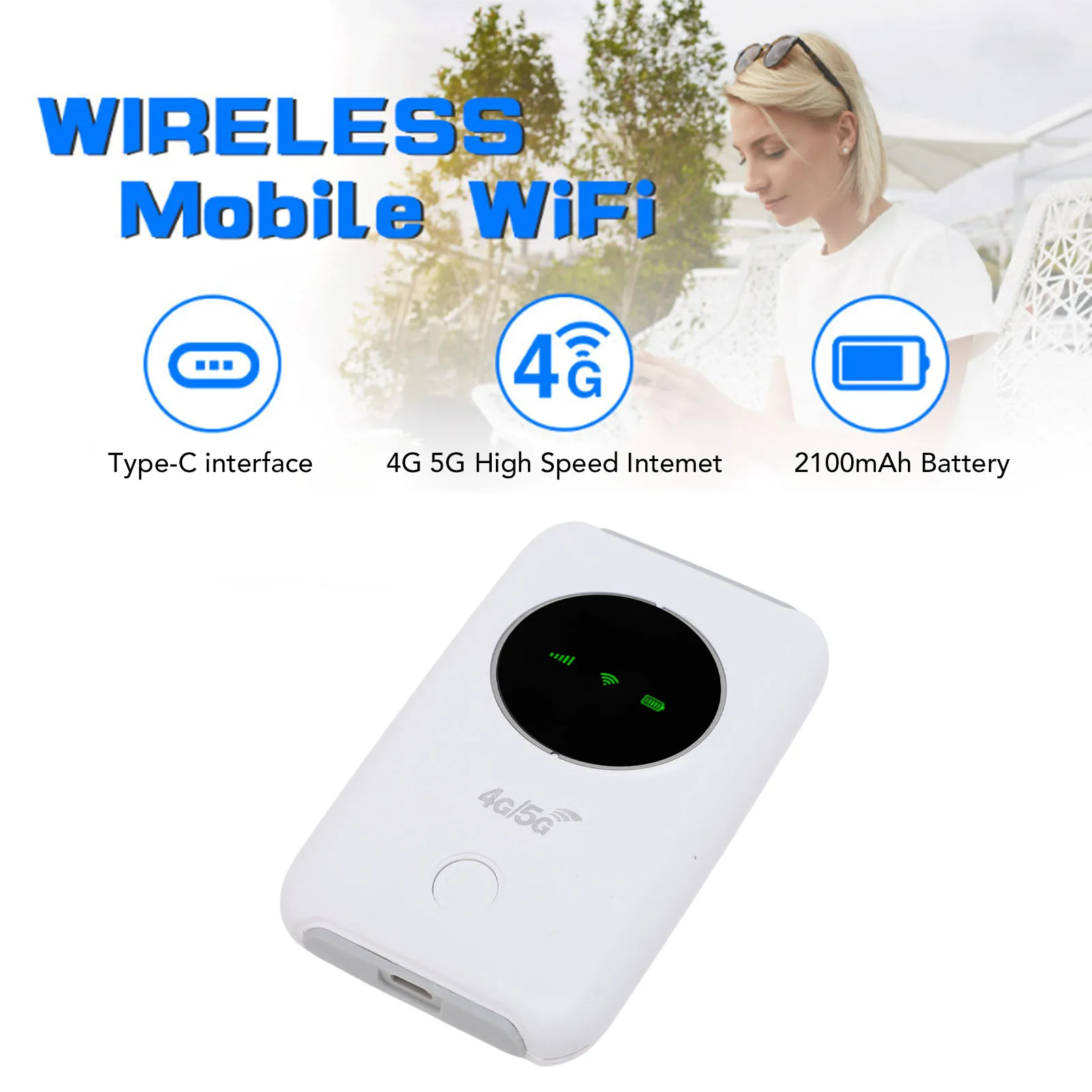 

Portable WiFi Hotspot Device 300Mbps Stable Connection 4G Mobile WiFi Router High Speed 10 Devices Support for Business Trips