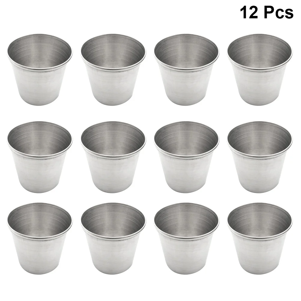 

12 Pcs Stainless Steel Shot Glass Cup Coffee Tumbler Tea Milk Mug Portable Spirits Water