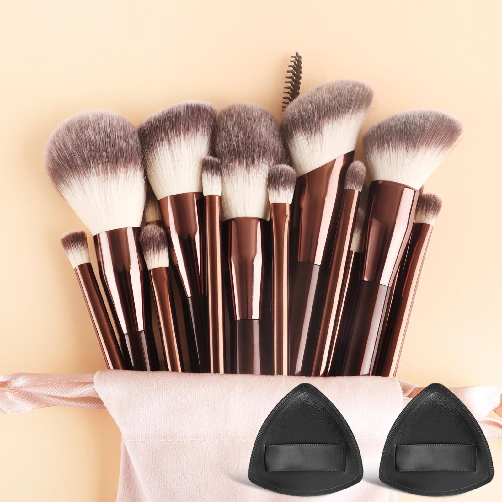 20 pieces of makeup brush set, full set of brushes, soft storage, portable, beginner's foundation make-up, eye shadow and beauty