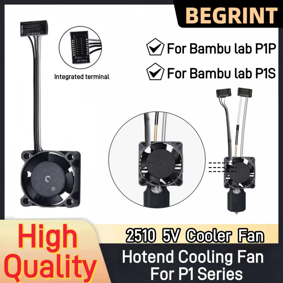 For Bambu Lab P1 Series Hotend Cooling Fan 2510 Dual Ball Bearing Brushless Fan 5V Fans for Bambu P1P P1S 3D Printer Parts