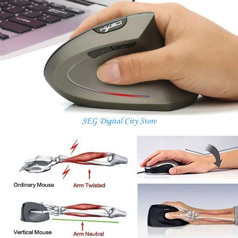 U75B Wireless Vertical Mouse 2.4G 800/1600/2400DPI Wrist Rest for Protection Computer Optical Mice Office Home Mice Teens