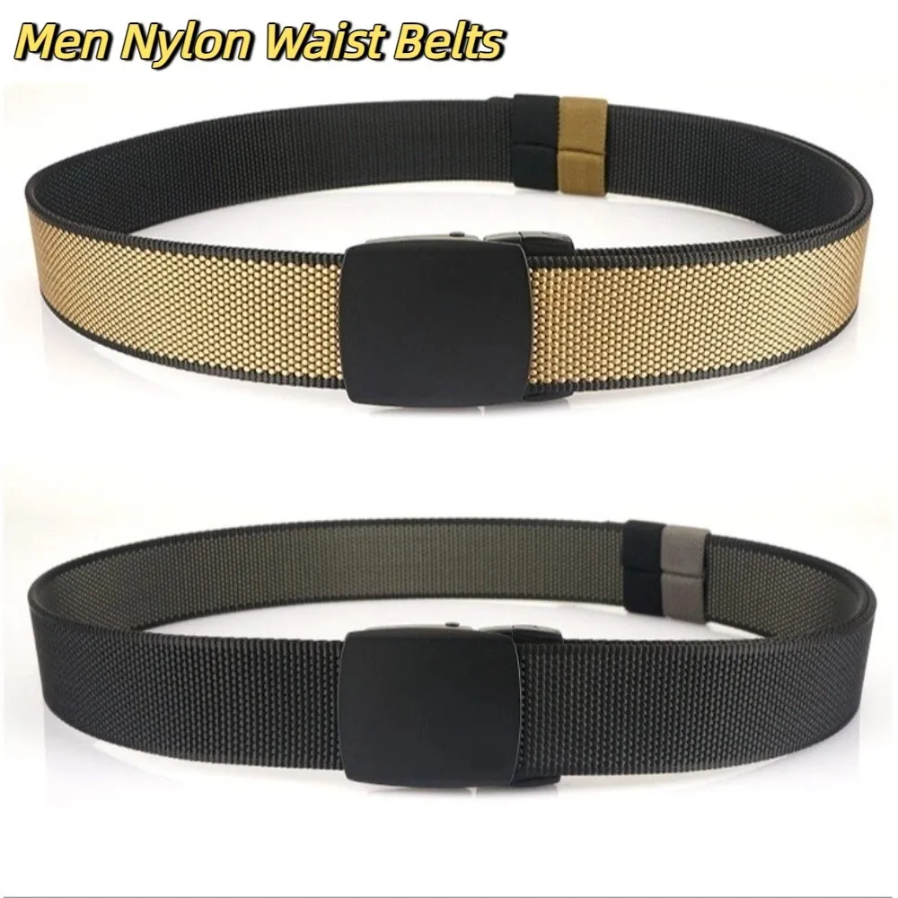 

Rotating Double-sided Men Nylon Waist Belts Quick Release Belt Accessories Man Waistbands Alloy Buckle Trendy Korean Waist Strap