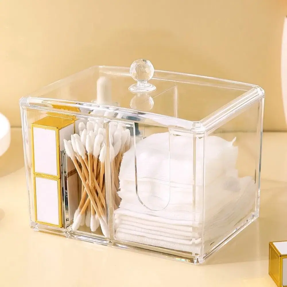 

Clear Cotton Swab Storage Box Acrylic with Cover Cosmetic Stand Square Dust-Proof Tampon Organizer Dispenser Desktop