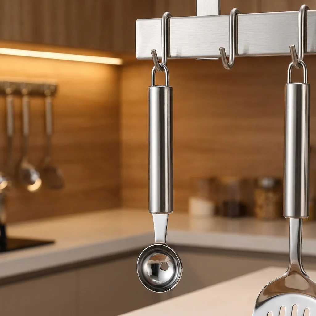 

Food-Grade Stainless Steel Fruit Ball Scoop - One-Piece with Hanging Hole Home Watermelon Cantaloupe Baller