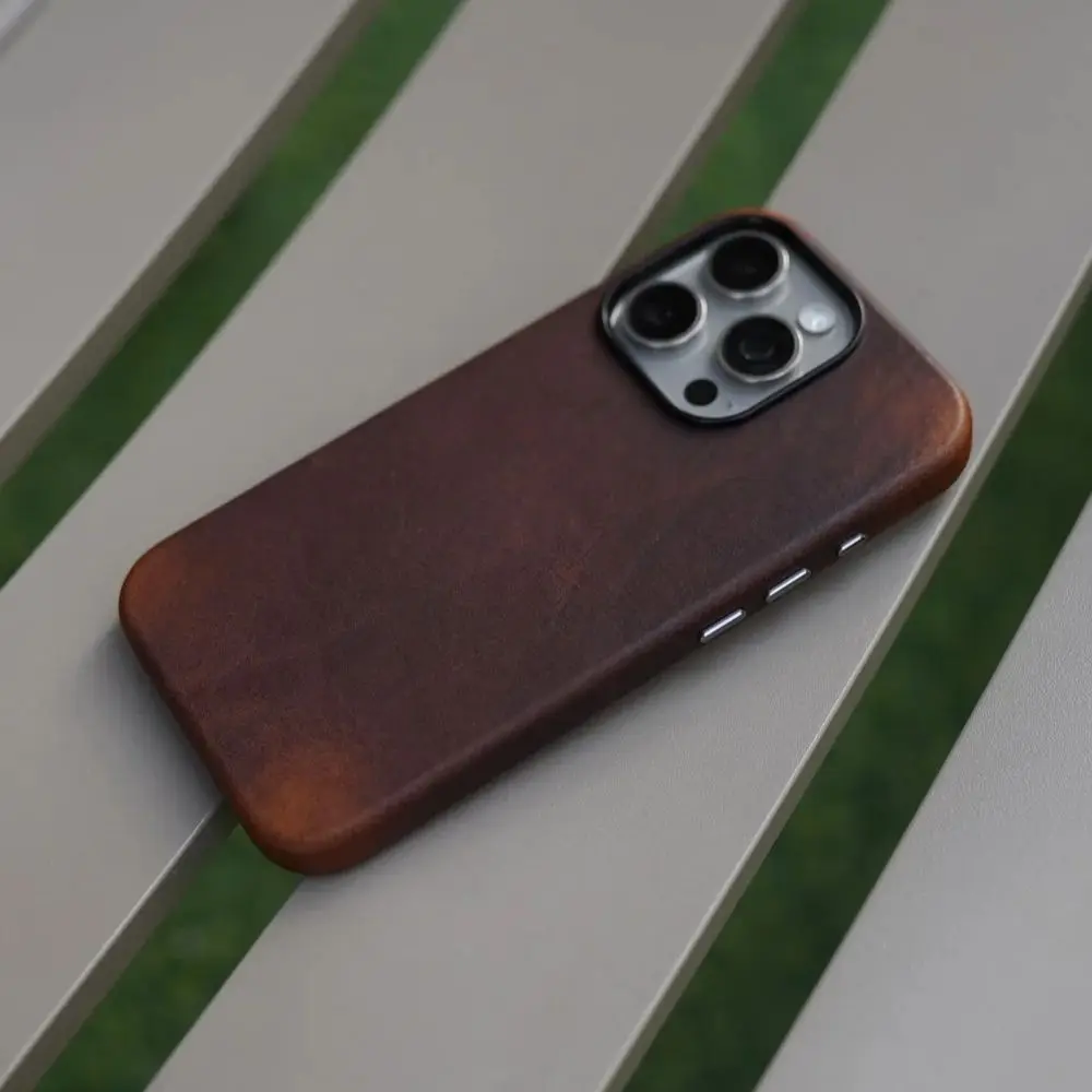 

Чехол из натуральной кожи Scratc Crazy Horse для iPhone 16/15/14 Pro Max, магнитный чехол из искусственной кожи из воловьей кожи