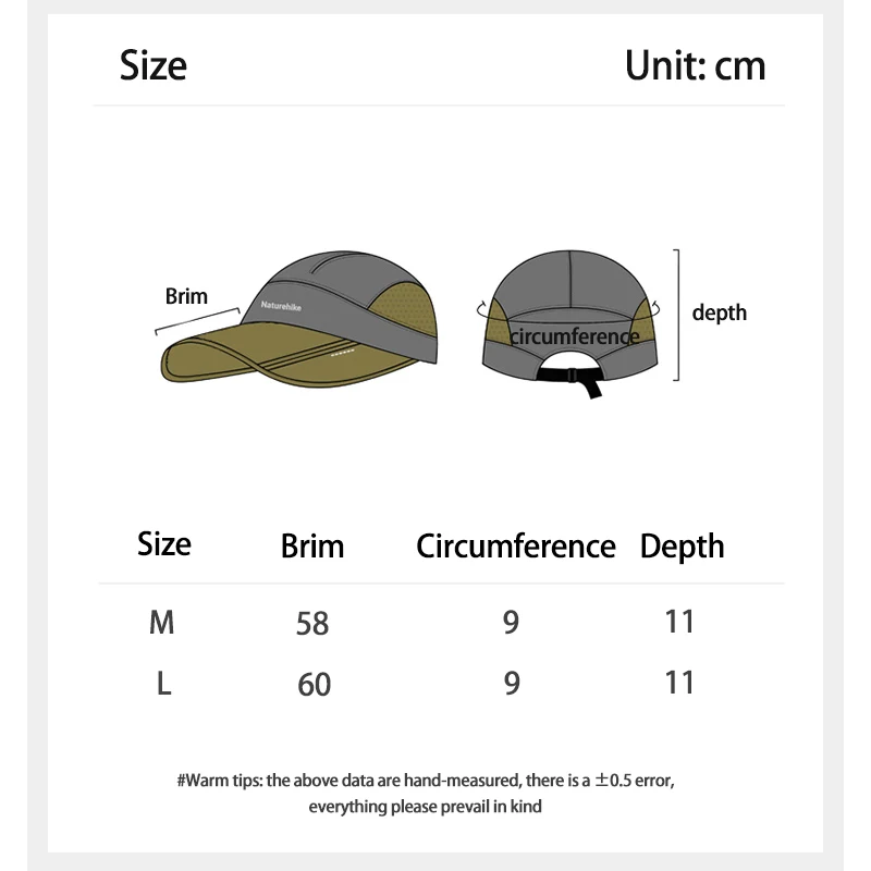 Nature hike Baseball Cap Outdoor Wandern Sonnenhut bis 50 ultraleichte faltbare Patchwork Letter Cap Sommer verstellbare atmungsaktive Hut