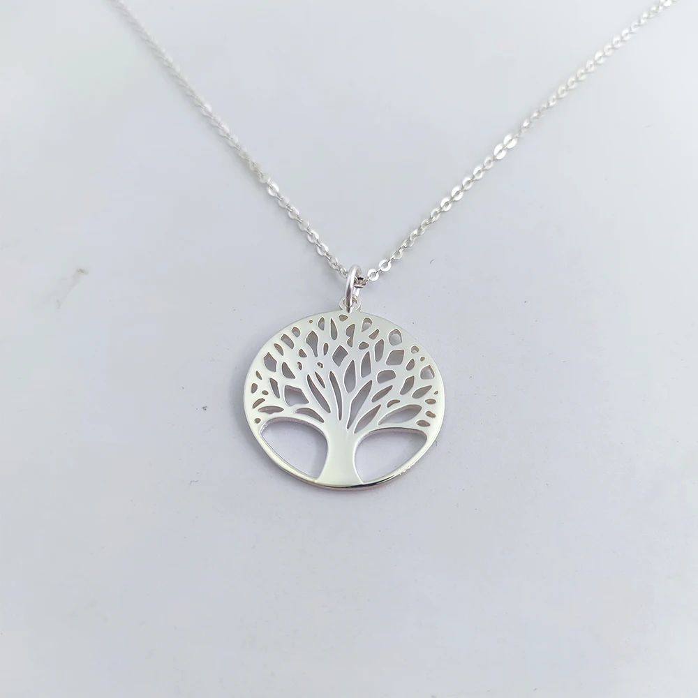 Hollow Tree of Life Disc Pendant Necklace totem gift girl women wedding Valentines Day love jewelry Wholesale Christmas Gift