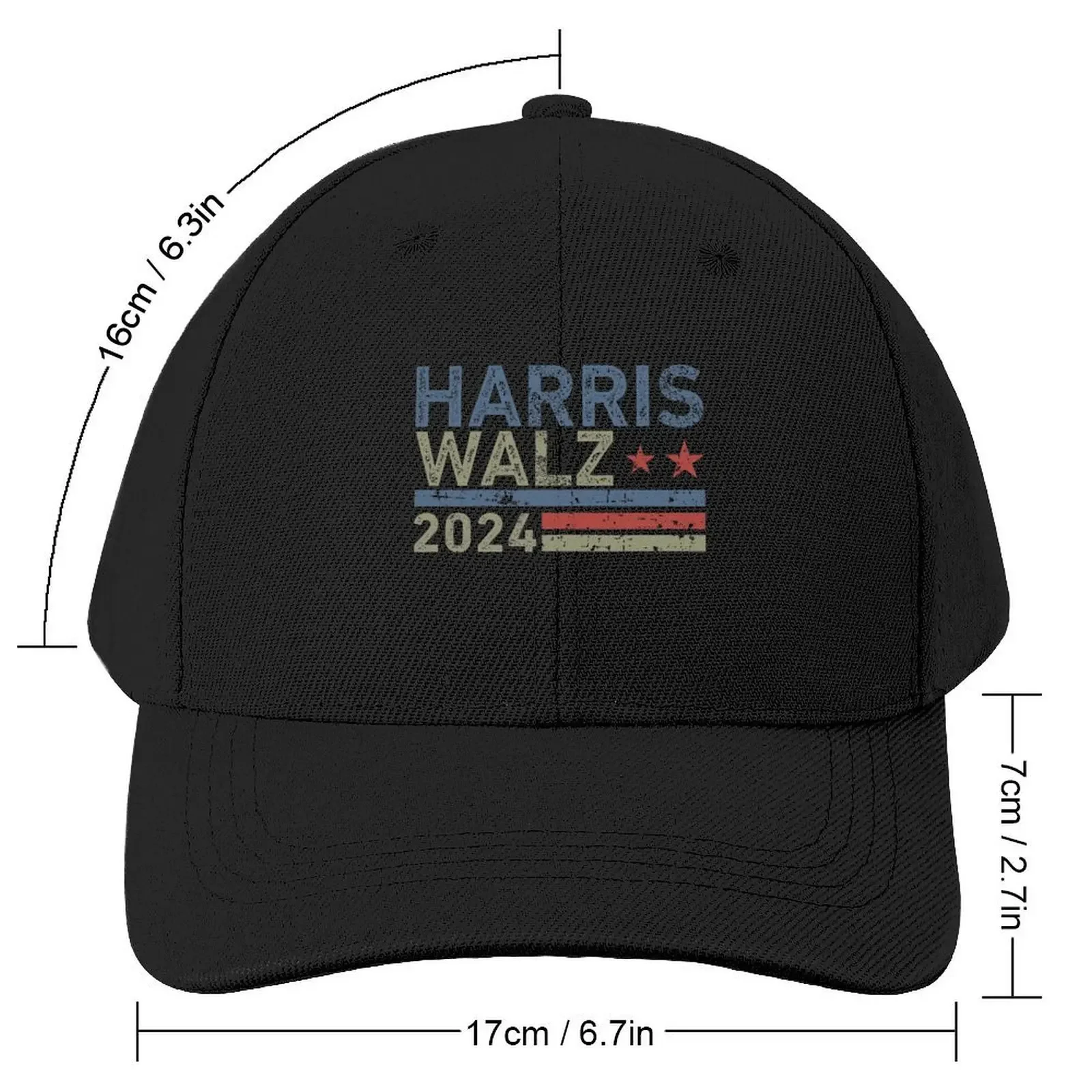 Harris Walz 2024 Text Retro Vintage Distressed Design Baseball Cap Golf Hat Man Bobble Hat black Hip Hop Hats For Women Men's