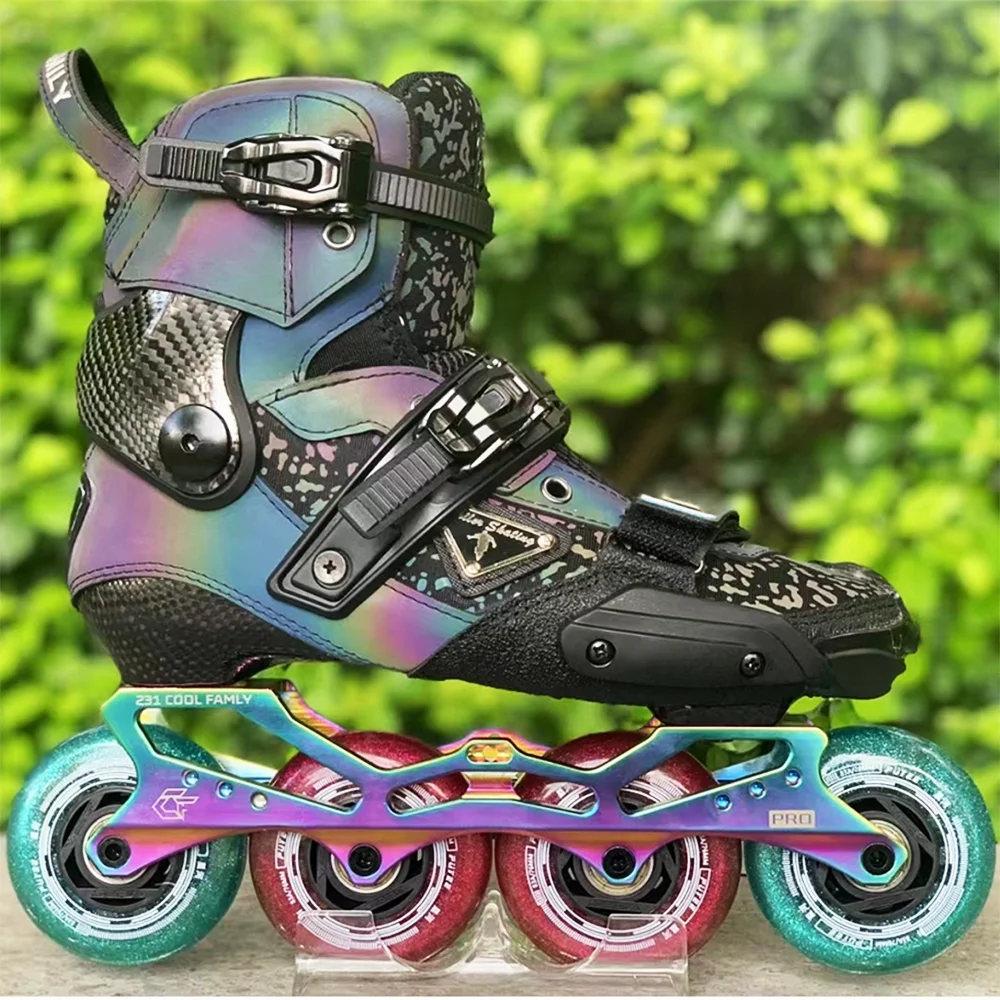 Patins inline de fibra de carbono reflexivos, sapatos profissionais para crianças e adultos, para slalom, deslizante, fsk, corrida de rua, patinação