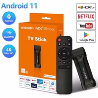 MX10 STICK TV stick 2.4g 5G dual WiFi Android 11 OS HDR set top 4K 1080p Smart TV sticks for Google YouTube network media player