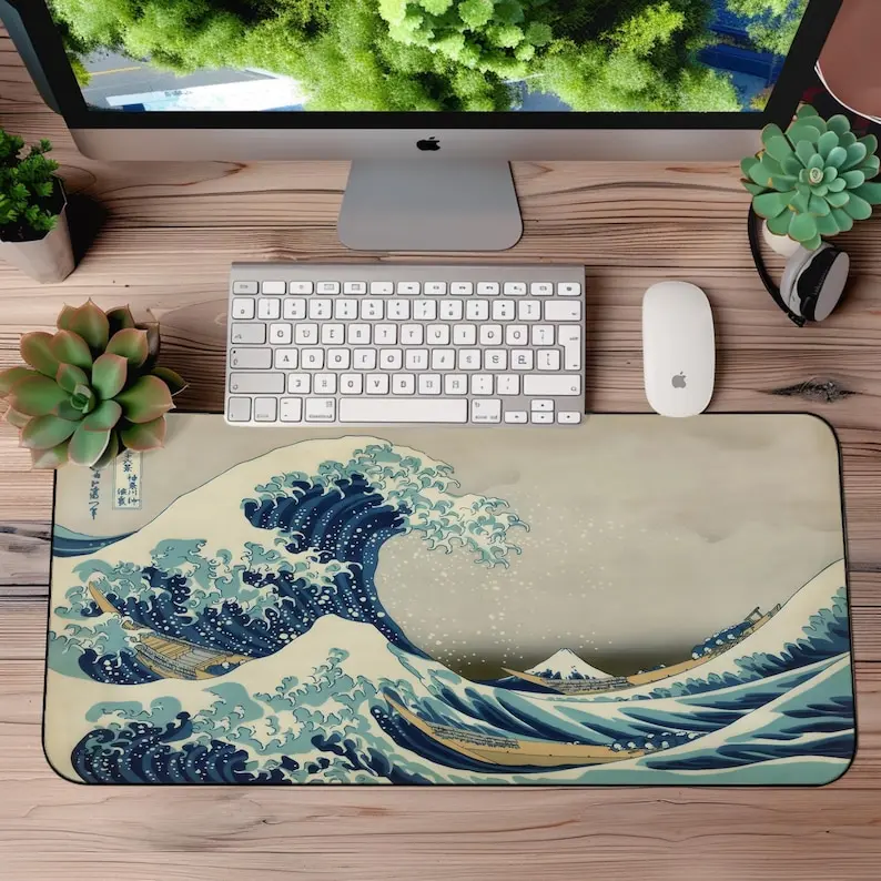 

Настольный коврик The Great Wave XL Hokusai, нескользящий японский художественный декор для стола, игровой коврик, игровые коврики, настольные внутренние коврики для мыши