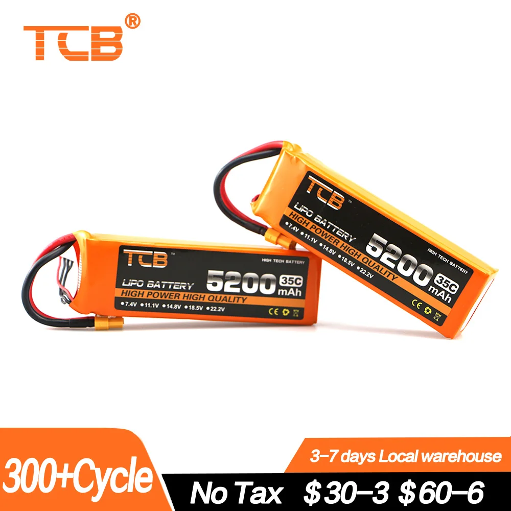 1/2PCS NEW TCB 22.2V 6S Lipo Battery 3300mah 4500mah 5200mah 6500mah T Deans XT60 XT90 EC5 XT150 AS150 RC Car Plane Parts