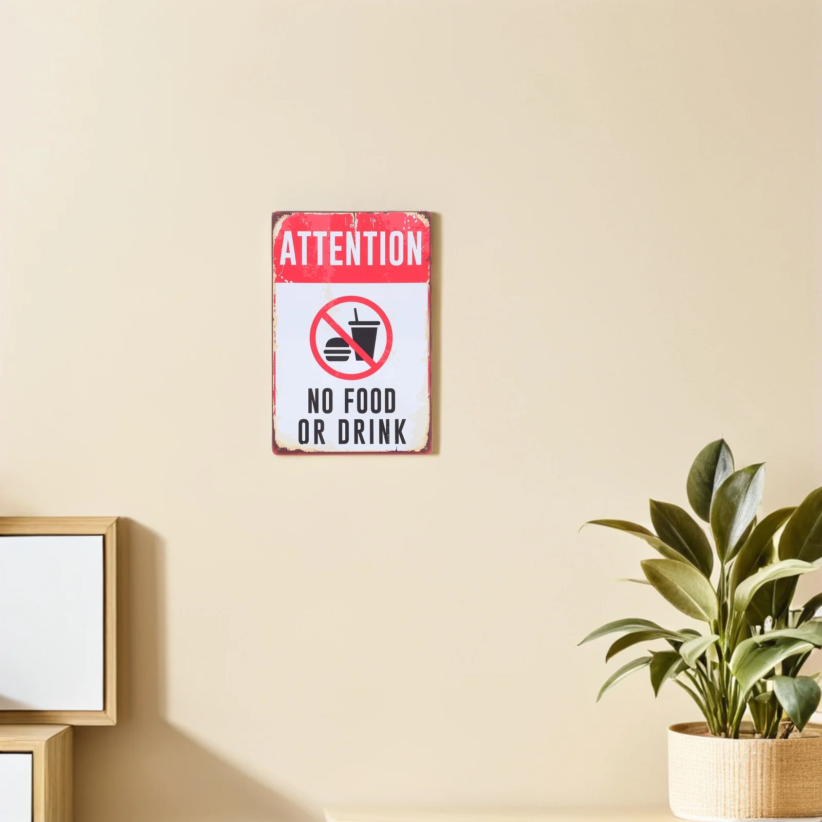 

2 Pcs Warning Sign Caution Signs Outdoor Food Labels Stickers Business Premises Bathroom for Library Drinks