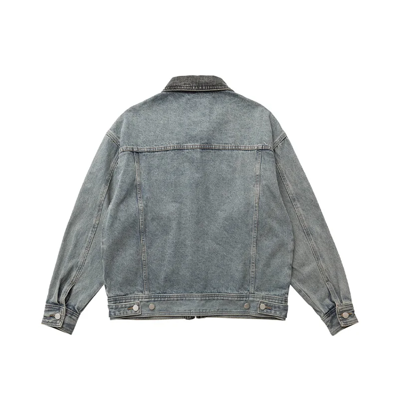 Akkad Kuti New Chinese Style Frog Button Denim Jacket Japanese Retro Ethnic Washed Unisex Loose Short Workwear Coat