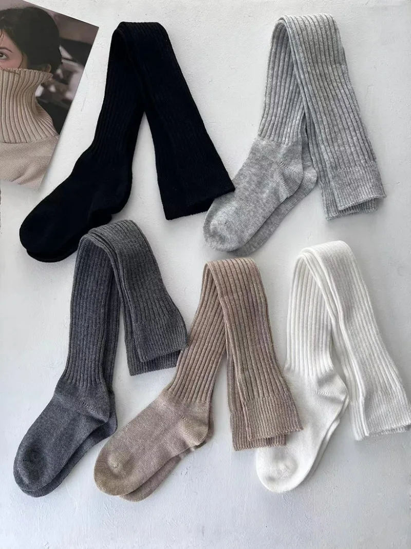 الدافئة الصوف الكشمير الجوارب الطويلة جوارب الخريف الشتاء سميكة الدافئة جوارب طويلة إلى الركب اليابانية بلون جوارب محبوكة جوارب #6