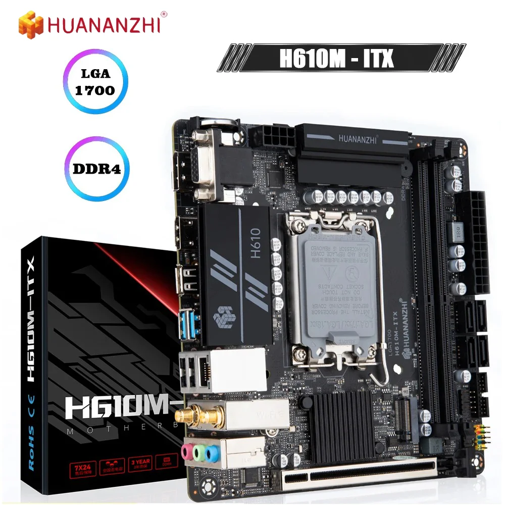Mini ITX HUANANZHI H610M Desktop Motherboard LGA1700 Support 12th 13th Gen Intel CPU DDR4 NVMe SATA3.0 Office Gaming Mainboard