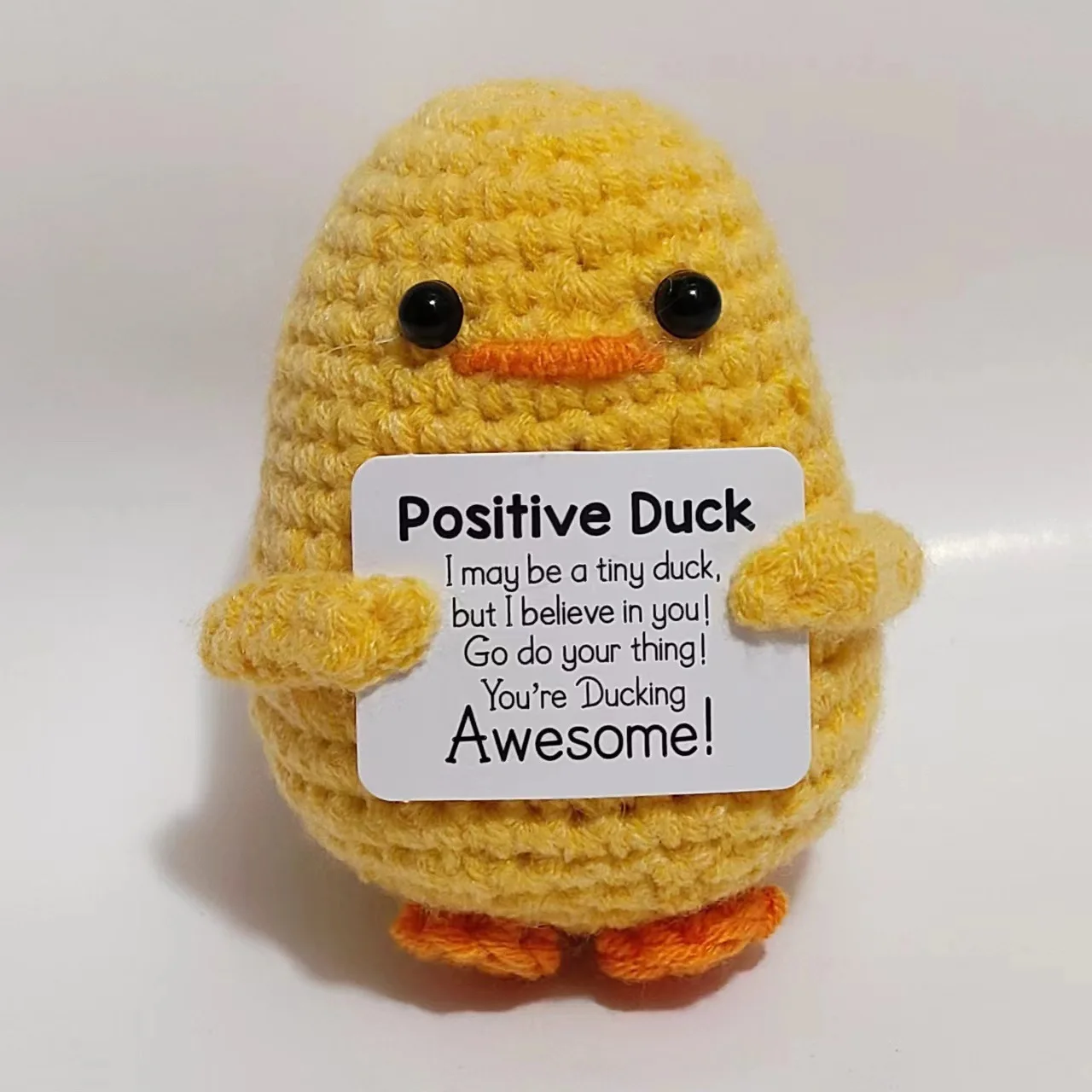 Crochet Positive Duck – Handmade Emotional Support Funny Pickle Potato Gifts for Women Friend Men Coworker Birthday Christmas