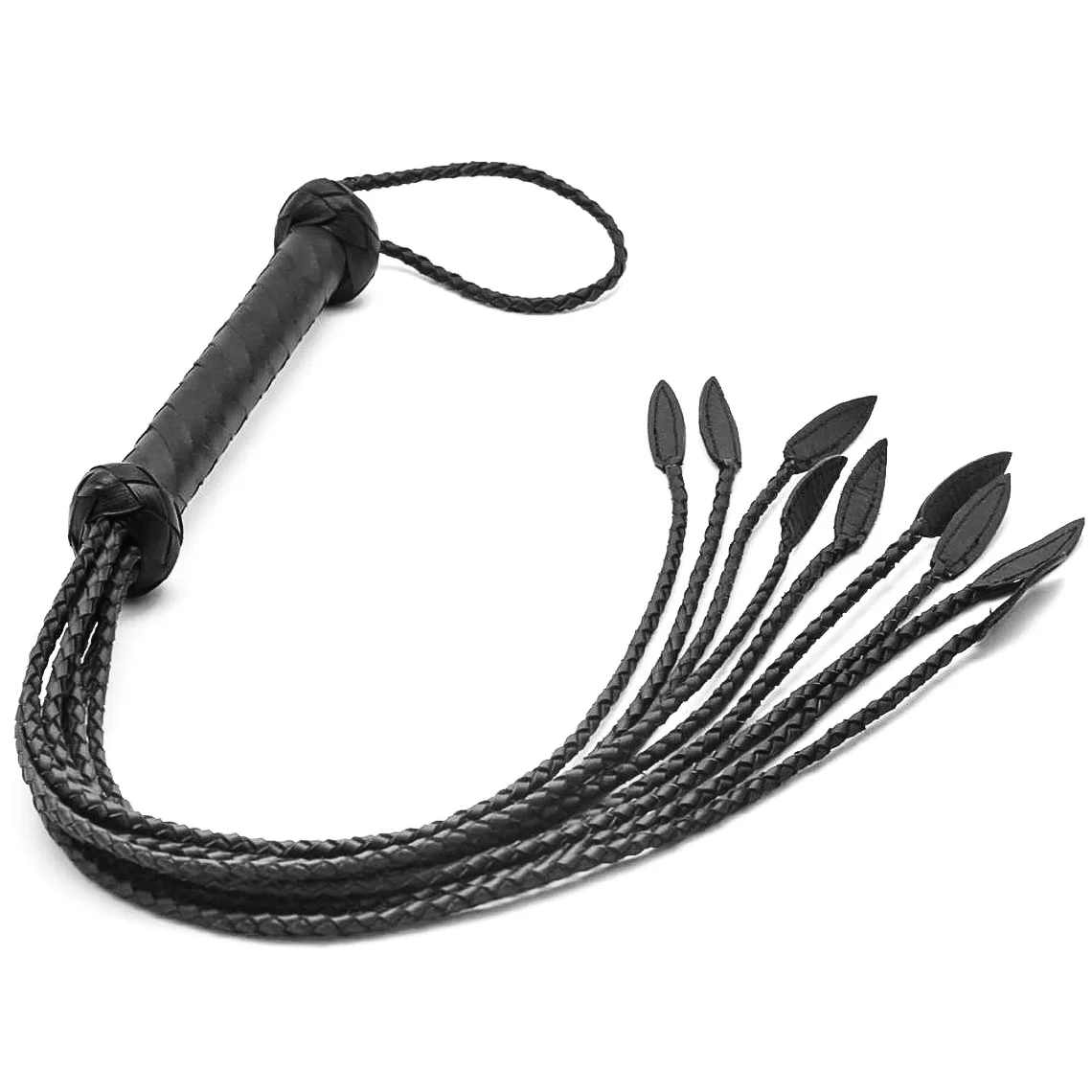 Genuine Cow Leather Whip,9 Plait Handmade 78CM Real Leather Bull Whip Cowhide Horse Riding Whip