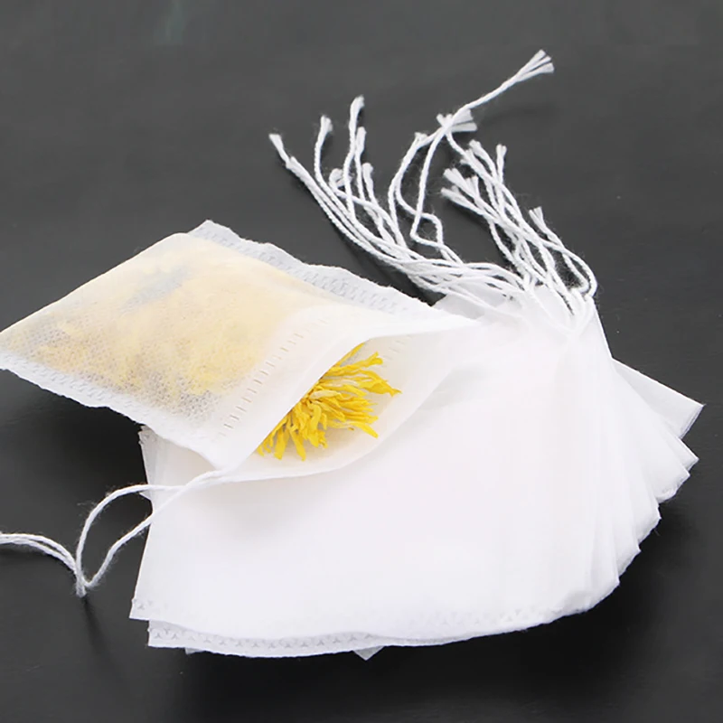 100Pcs Einweg Tee Taschen Füllen Tee Nylon Food Suppe Spice Tasche Stoff Tee-ei Sieb Mesh-Filter Leeren Teebeutel