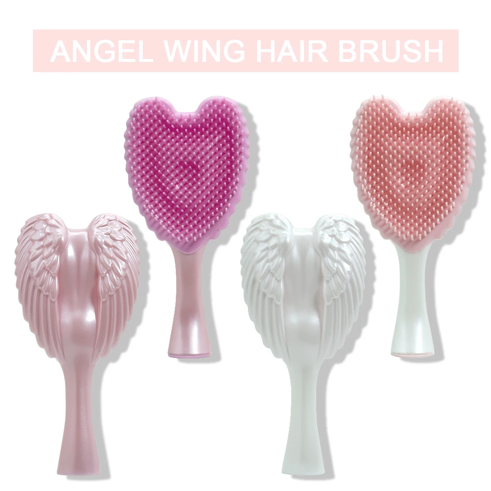 Mini Angel Detangling Hair Brush Silicone Shampoo Brush Head Scalp Massage Combs For Valentine\'s Day Anniversary Gifts For Woman