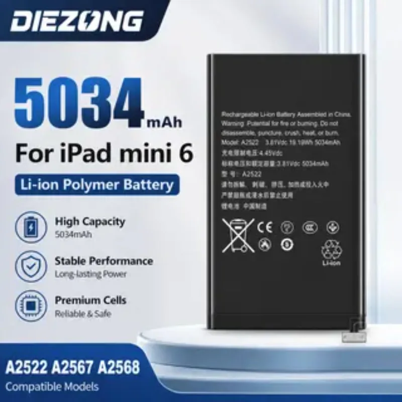 5034mAh A2568/A2522/A2567/A2569 for IPad Mini 6 Tablet Battery High Quality High Capacity Replacement Bateria