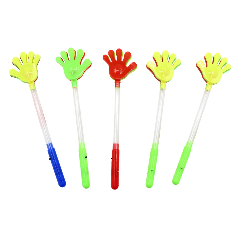 Clappers in plastica luminosi a mano fluorescenti da 5 pezzi per allevamenti di feste, produttori di rumore, oggetti di scena per l'atmosfera del festival