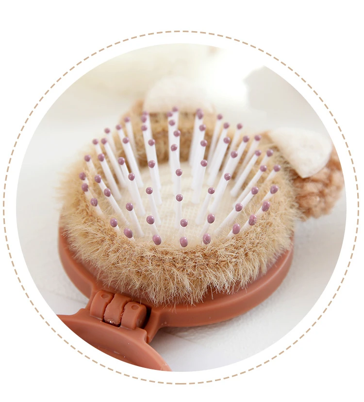 Cute Kid Hair Brushes Mini Lovely Cartoon Bear Hair Combs con specchio per bambini Girl Small Portable Massage Comb Hair Rope