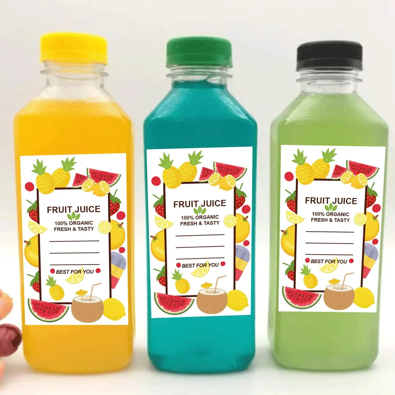 Fruit Juice Bottle Sticker Juice Beverage Bottle Label 1.5 x 2.5 inch Drink Container Decal 200Pcs