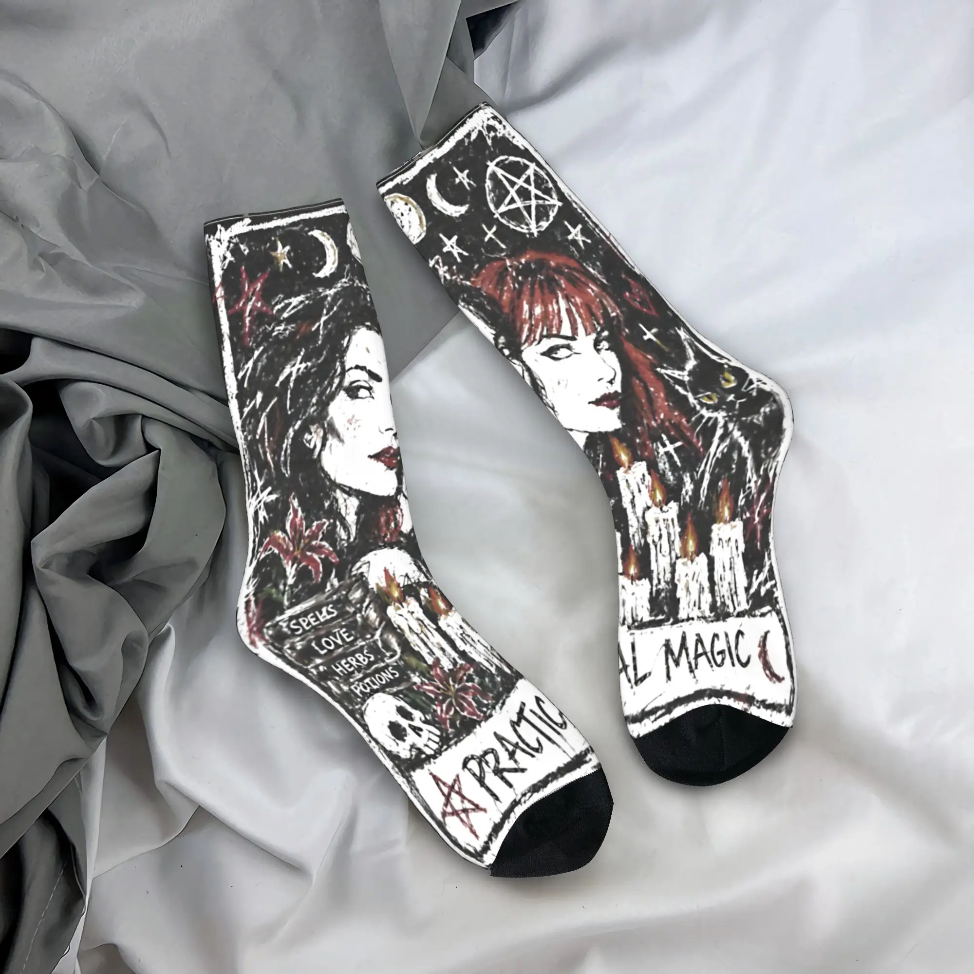 Practical Magic Witchcraft Witches Spellbook Gothic Occult Print Crew Socks Outfits for Daily Wear Breathable  Stockings