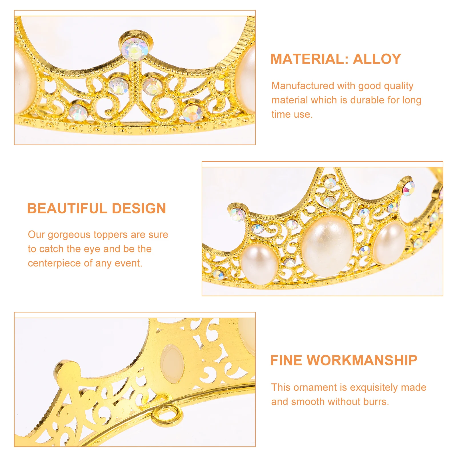 

1Pcs Pearl Crown Birthday Cake Decoration Alloy Creative Crown Cake Topper Party Adornment Photographic Prop Elegant