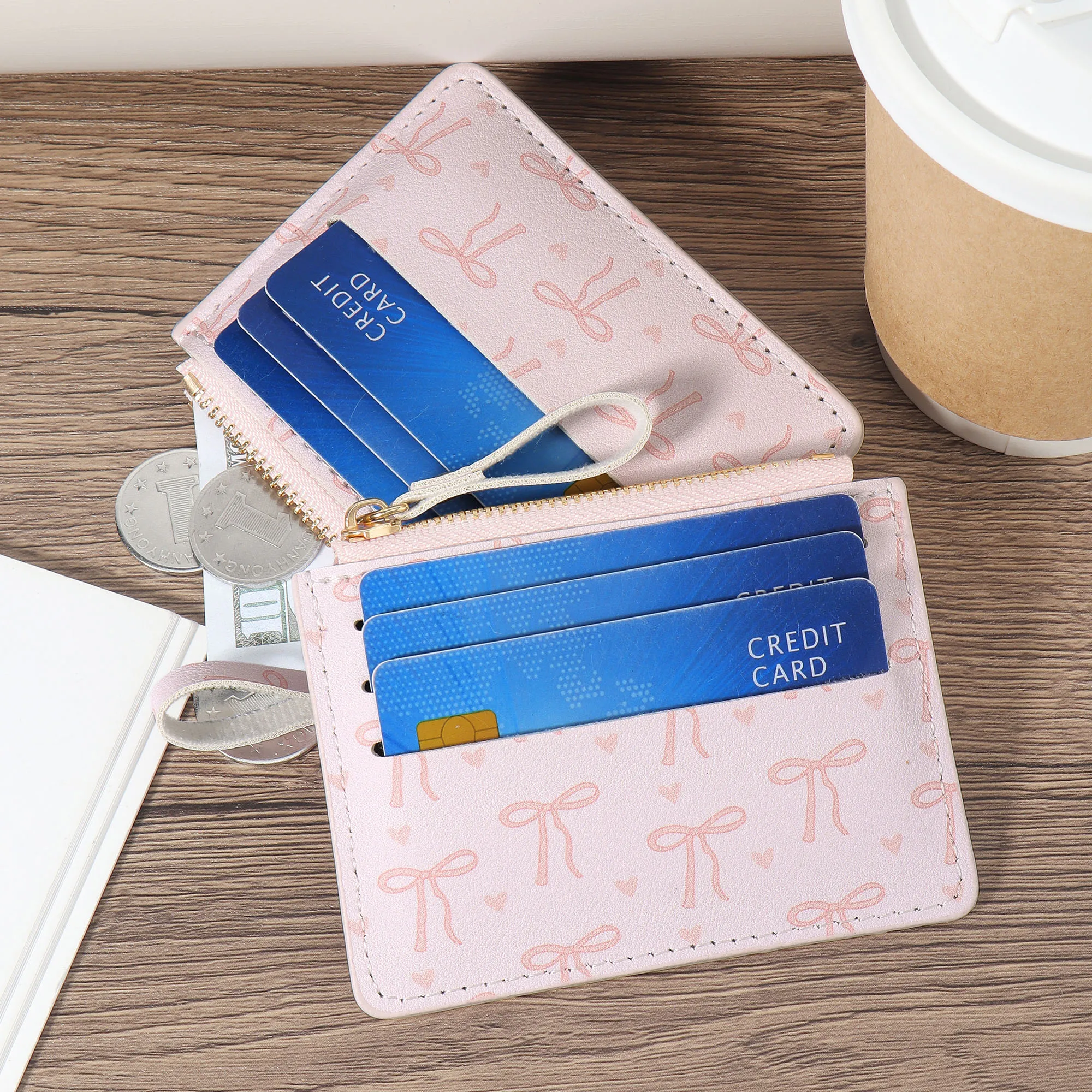 مشبك بطاقات رفيع للغاية، خفيف الوزن، نقدي محمول، بطاقة هوية، بطاقة ائتمان، محفظة جيب للعملات المعدنية، محفظة عملات معدنية بسحاب عصرية، عالية #4