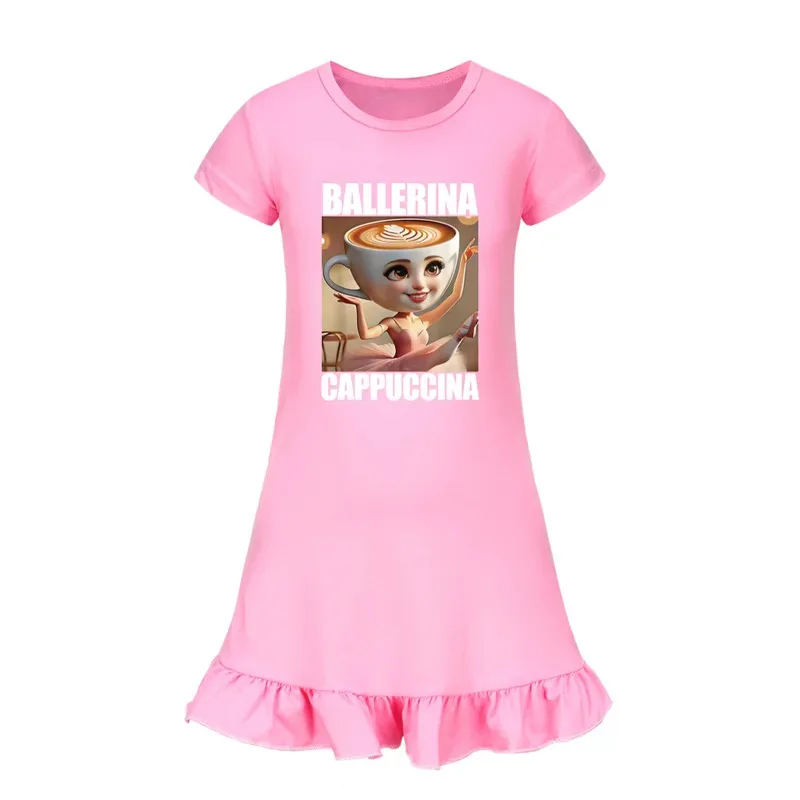 الصيف فتاة لطيف راقصة الباليه كابتشينا ثوب النوم الاطفال الكرتون تونغ الصحور منامة فستان لفتاة في سن المراهقة فستان سهرة فستان نوم الطفل #3