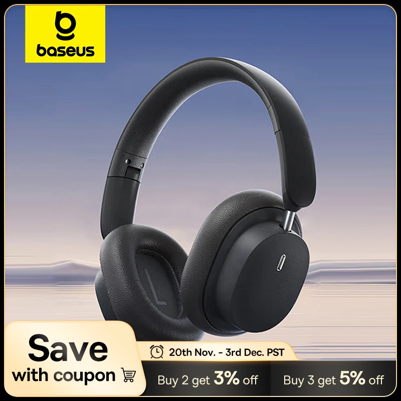Baseus Wireless Headphones Bluetooth 5.3 HIFI Level Earphone 40mm Driver Foldable Over Ear Headsets 70H Playtime Spatial Audio