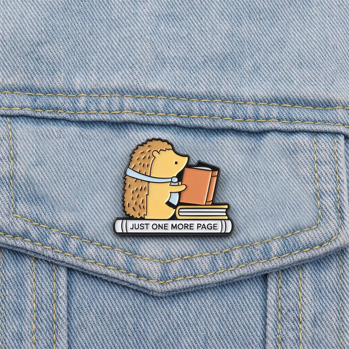 Just One More Page Hedgehog Enamel Brooch Cartoon Animal Backpack Lapel Metal Badge Cosplay Clothing Accessories Jewelry Gifts