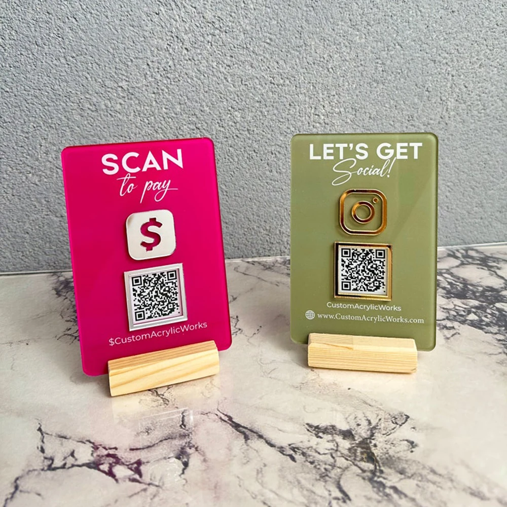 QR Code Acrylic Bracket Can Be Customized Logo Of Restaurants Cafes And Bars Transparent Acrylic Café Decoration Available